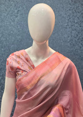 Chanderi Pastel Baby Pink Red