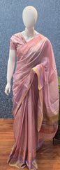 Chanderi Pastel Baby Pink Red