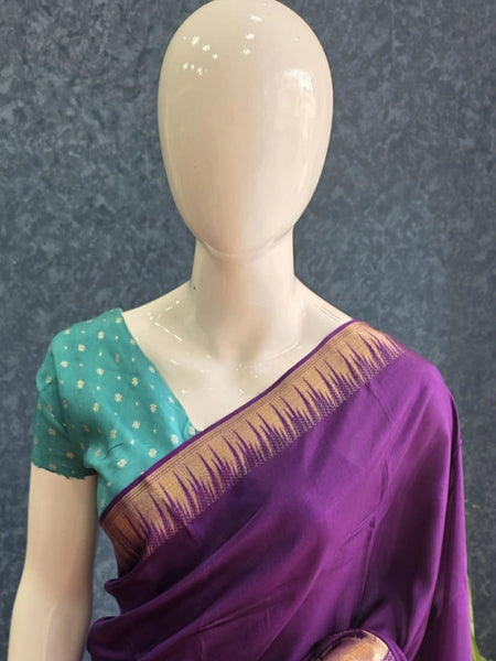 Temple Border Semi Silk Saree