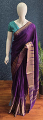 Semi Silk Temple Border Purple Blue Contrast