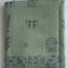 Jamdhani Pista Linen Saree