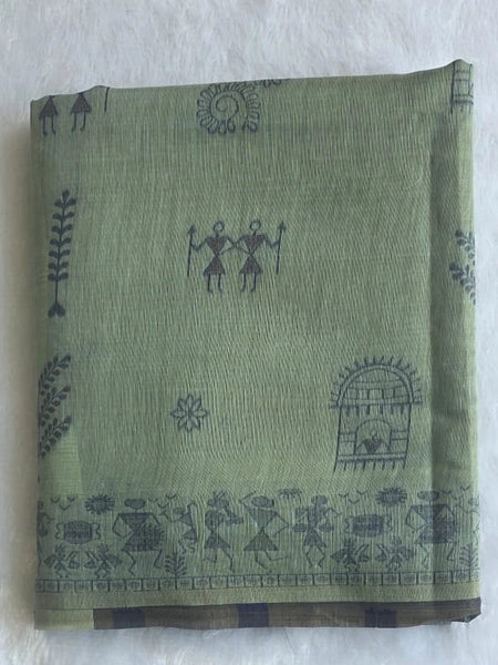 Jamdhani Pista Linen Saree