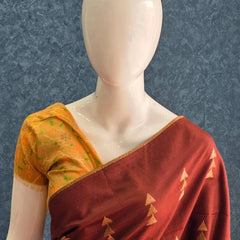 Contrast Brown Light Orange Tussar Saree