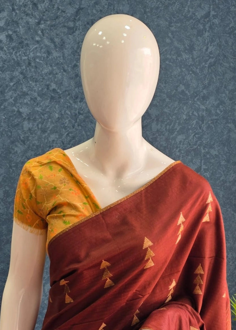 Tussar Triangle  Brown Light Orange