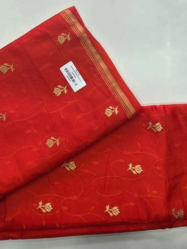 Small Flower Red Purple Gaji Silk Saree
