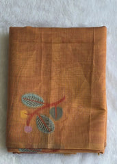 Jamdhani Dark Peach Linen Saree