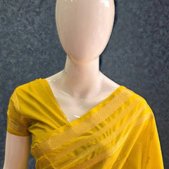 Bentex Border Yellow Semi Silk Saree