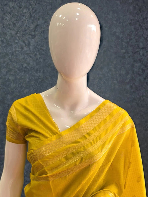 Bentex Border Yellow Semi Silk Saree