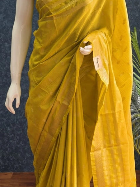 Bentex Border Yellow Semi Silk Saree