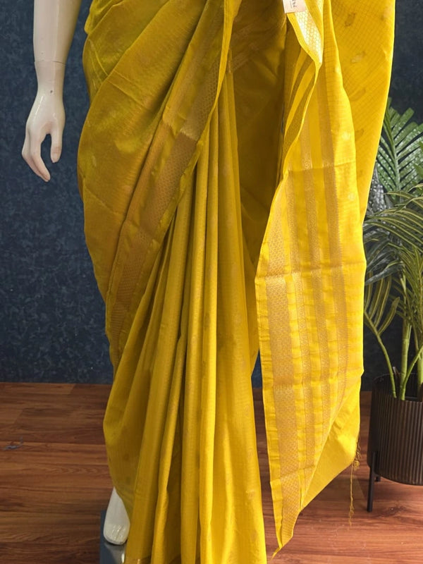 Bentex Border Yellow Semi Silk Saree