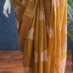 Soft Mustard Semi Silk Saree