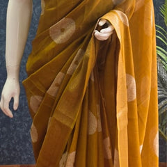Soft Mustard Semi Silk Saree