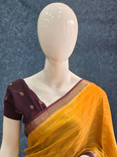 Stripes Tussar Crepe Saree