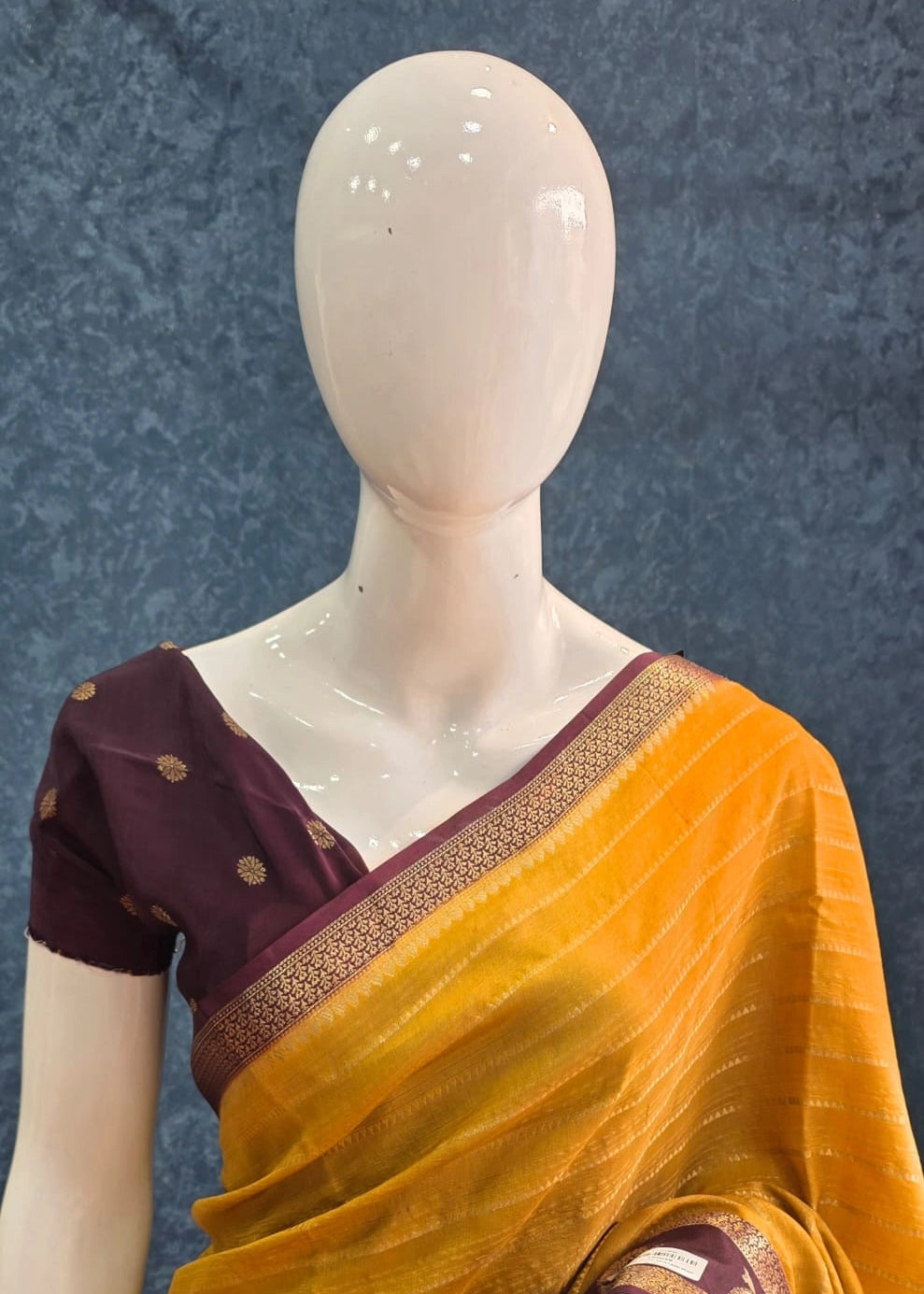 Small Triangle Mustard Tussar Crepe Saree