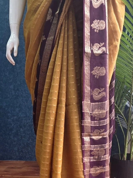 Stripes Tussar Crepe Saree