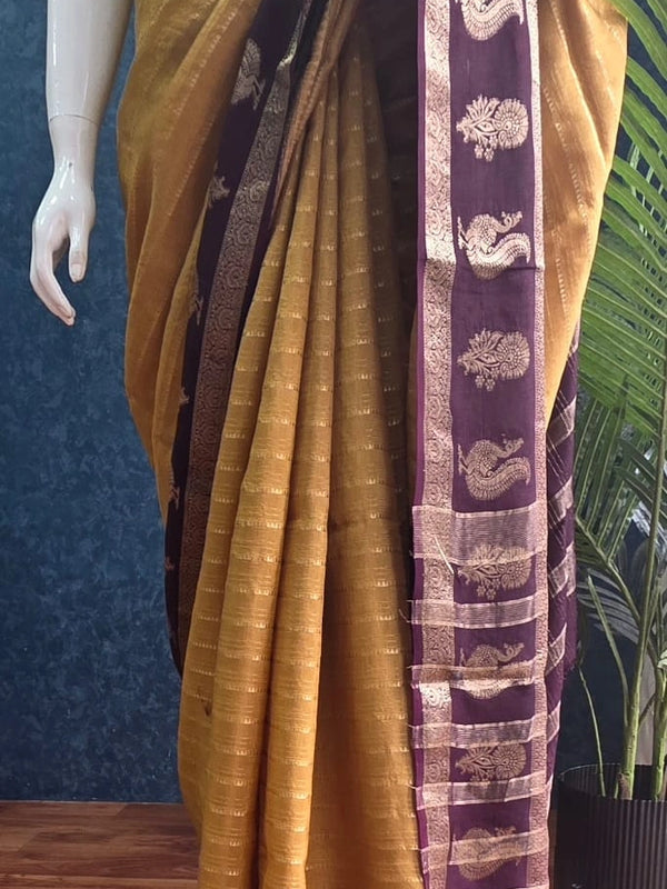 Stripes Tussar Crepe Saree