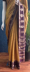 Small Triangle Mustard Tussar Crepe Saree