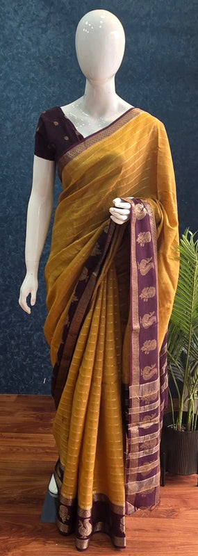 Stripes Tussar Crepe Saree