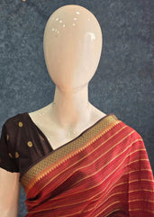 Small Triangle Maroon Tussar Crepe Saree