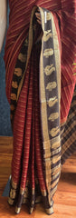 Small Triangle Maroon Tussar Crepe Saree