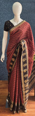 Small Triangle Maroon Tussar Crepe Saree