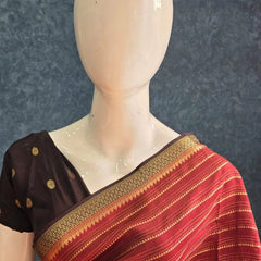 Small Triangle Brown  Tussar Crepe Saree