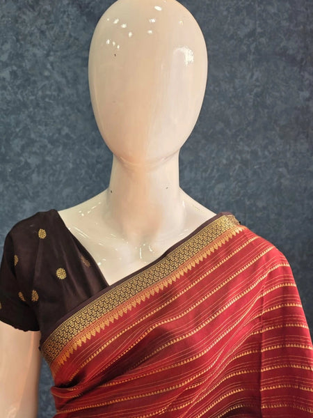 Small Triangle Brown  Tussar Crepe Saree