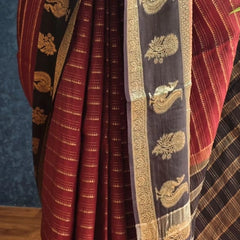 Small Triangle Brown  Tussar Crepe Saree