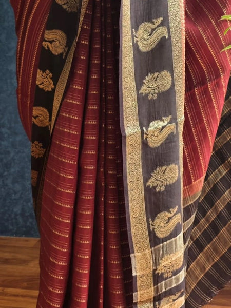 Stripes Tussar Crepe Saree