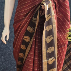 Small Triangle Brown  Tussar Crepe Saree