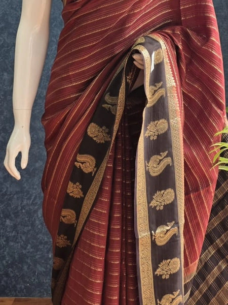 Stripes Tussar Crepe Saree