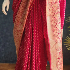 Crepe Butta Teal Blue Gorgette Saree