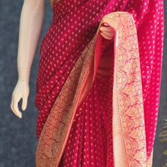 Crepe Butta Teal Blue Gorgette Saree