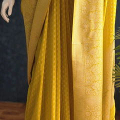 Crepe Butta Teal Blue Gorgette Saree