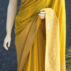 Crepe Butta Teal Blue Gorgette Saree