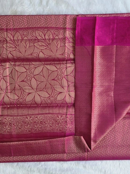 Brocade Pink Semi Silk Saree