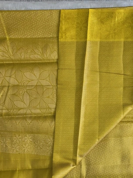 Brocade Yellow Semi Silk Saree