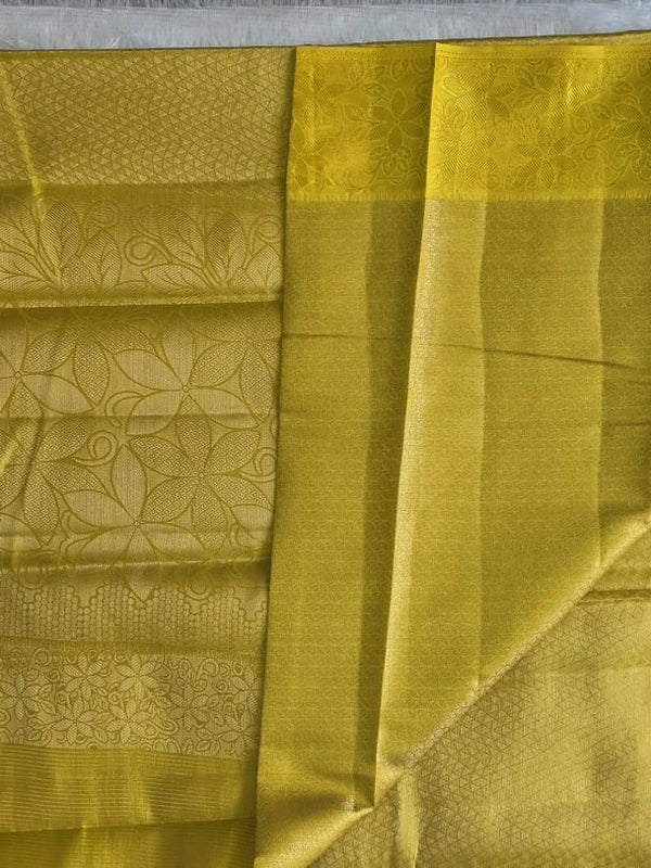 Brocade Yellow Semi Silk Saree