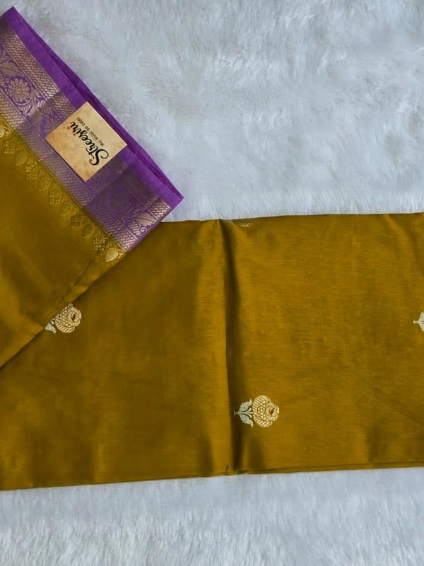 Tata Copper Rust Orange Semi Silk Saree