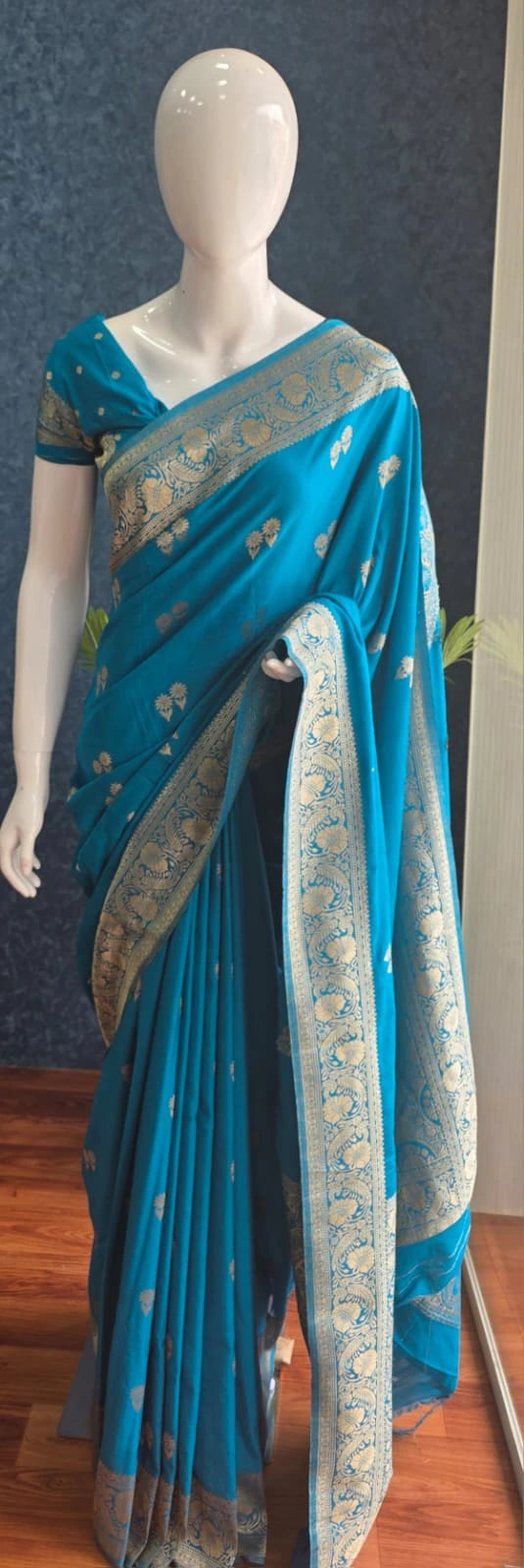 Tussar Gorgette - Blue