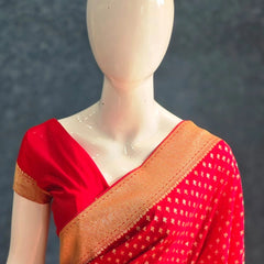 Crepe Butta Teal Blue Gorgette Saree