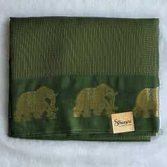 Russaian Green Semi Silk Saree