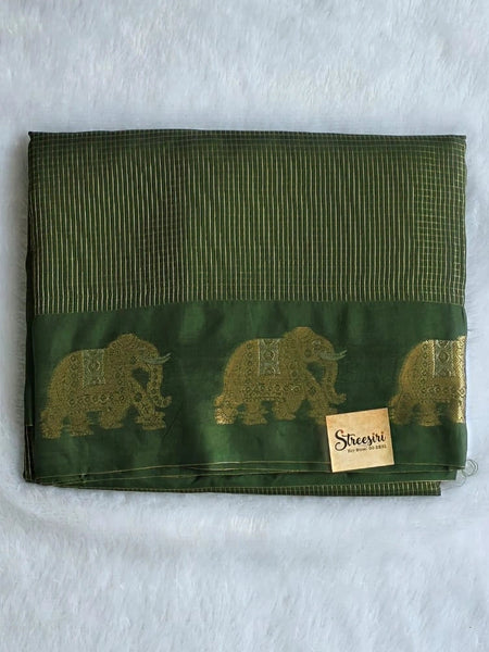 Russaian Green Semi Silk Saree