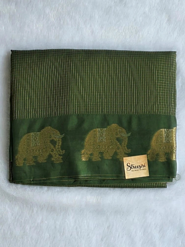 Russaian Green Semi Silk Saree