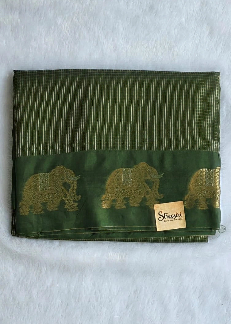 Russaian Green Semi Silk Saree