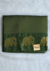 Russaian Green Semi Silk Saree