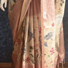 Pichwai Print Tussar Silk Saree