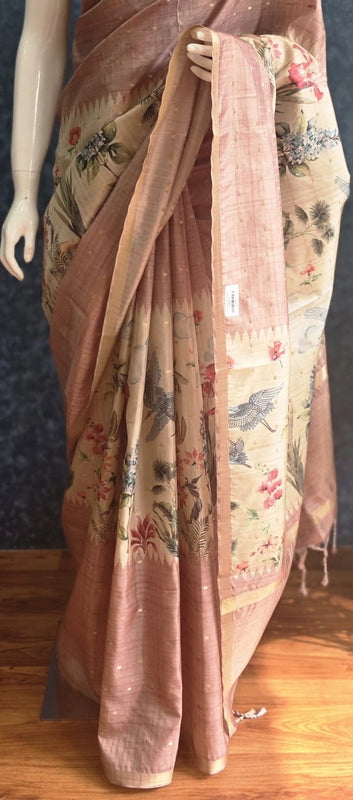 Pichwai Print Tussar Silk Saree