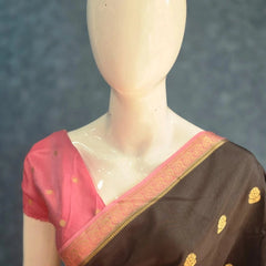 Big Butta Black Baby Pink Tussar Silk Saree