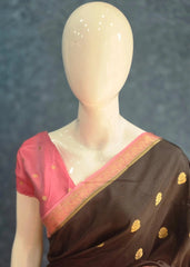 Big Butta Black Baby Pink Tussar Silk Saree